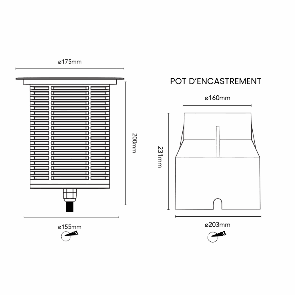 Schéma du produitENCASTRÉ DE SOL 18W
